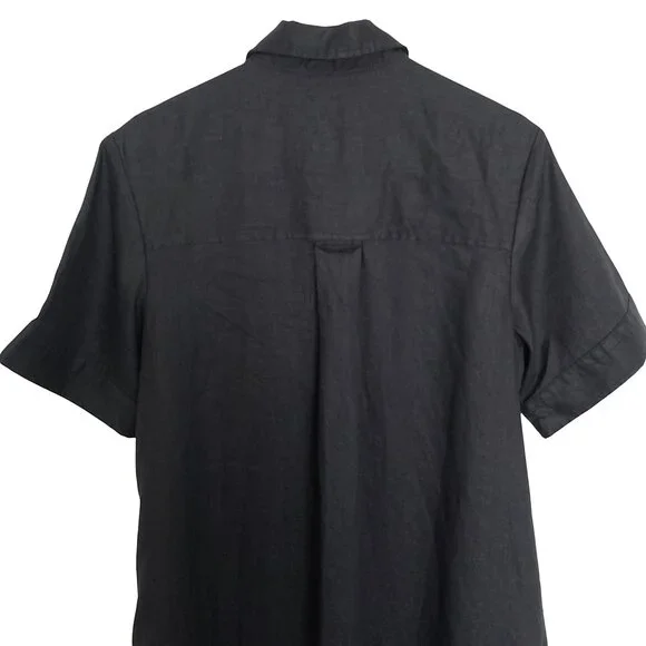 EVERLANE Daytripper Linen Dress Oversized Shirttail Hem Euro Flax Size S Black - Picture 12 of 15